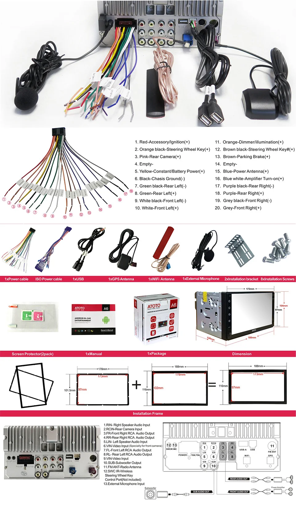 ATOTO A6 Doubel Din Android авто радио gps Navi плеер/2* Bluetooth/A6Y2721P 2G+ 32G/2A Быстрая зарядка/Indash мультимедиа/WiFi