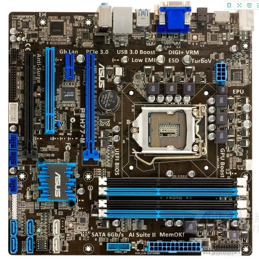 Разъем LGA 1155 PCI-E3.0 USB3.0 SATA3.0 для ASUS P8H77-M рабочего Материнская плата H77 i3 i5 i7 DDR3 используется