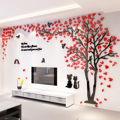 Креативные 3D зеркальные настенные наклейки с кошкой и деревом для гостиной, спальни, теплый домашний декор, 3D DIY стикер на стену, украшение для свадебной комнаты, лес - Цвет: Right