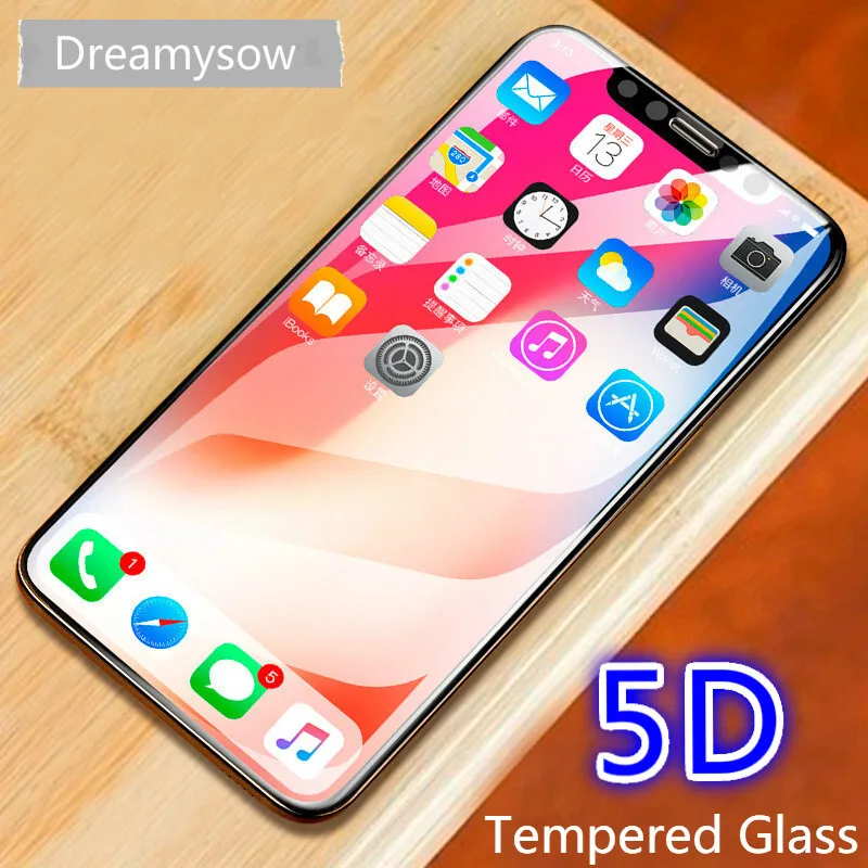 5D закругленные края полное покрытие закаленное стекло для iPhone X 10 для Apple 6 6S Plus 7 8 6 6S Plus защита экрана прозрачная пленка