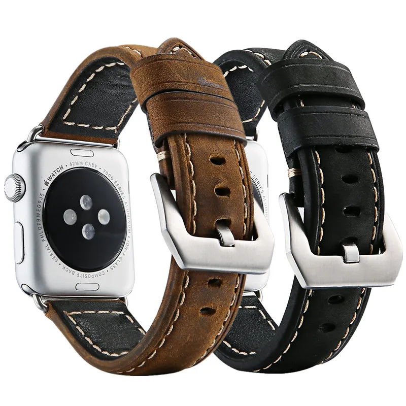 ASHEI for Apple Watch Band 38mm 42mm Leather Strap Replacement Smart
