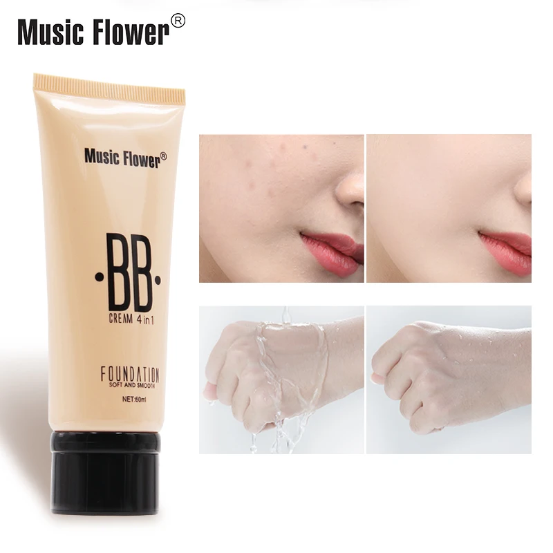 

Music Flower BB Cream 4 in 1 Foundation Longlasting Moisturizing Brightening Concealer Flawless Basic Women Makeup Face Beauty