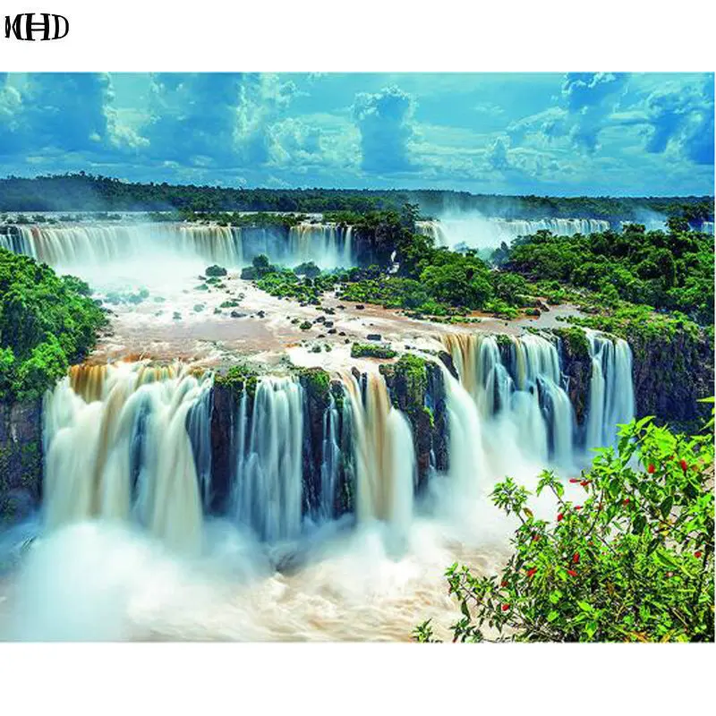 

DIY square Diamond Painting Cross Stitch Kits waterfall Diamond Mosaic landscape picture Diamond Embroidery Patterns Rhinestones