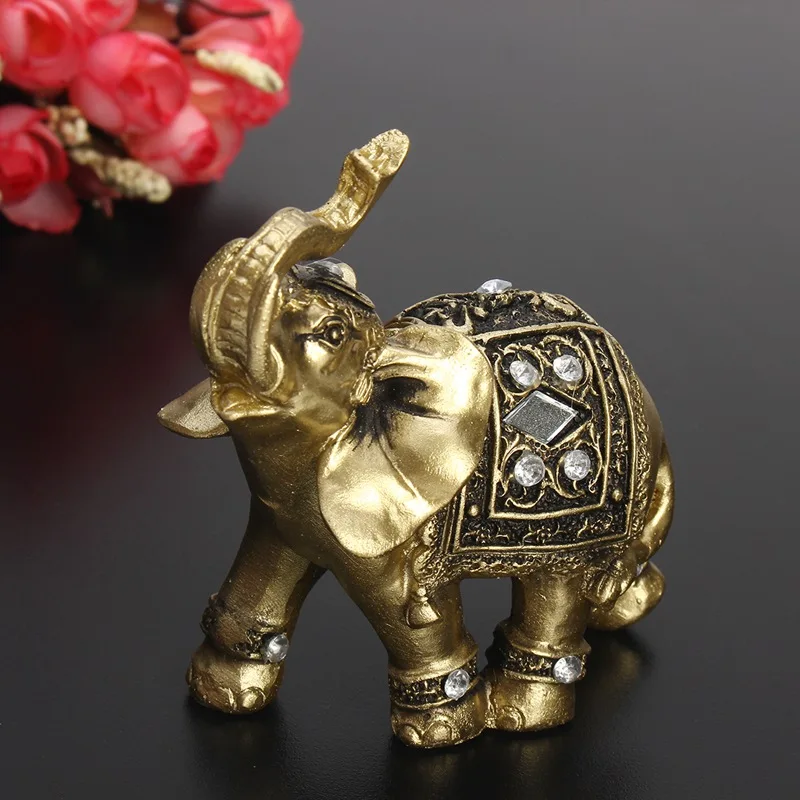 Caliente exquisito Feng Shui elegante estatua de elefante suerte riqueza estatuilla adornos regalo para el hogar Oficina Decoración de escritorio artesanías
