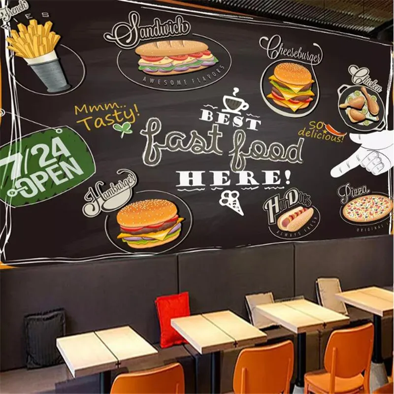 

European pizza dessert shop graffiti background wall high-grade wall cloth manufacturers wholesale wallpaper mural photo wall