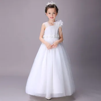 

Elegant Girl Wedding Dresses Summer White Long Tulle Evening Party Princess Costume Lace Teenage Girls Clothes 4 6 8 10 12 14 y