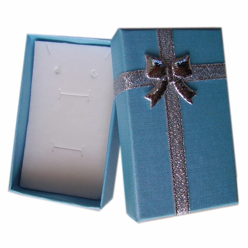 32 шт картонные коробки для ювелирных изделий 1,9 ''x 3,1'' серебряные подарочные коробки для подвески ожерелье серьги кольцо коробка упаковка с белой губкой