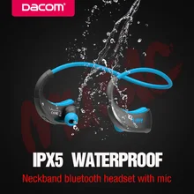 DACOM Sports Bluetooth Headset Neckband Wireless Headphones Sweatproof Stereo Bass Earphone with Mic for Phone iPhone