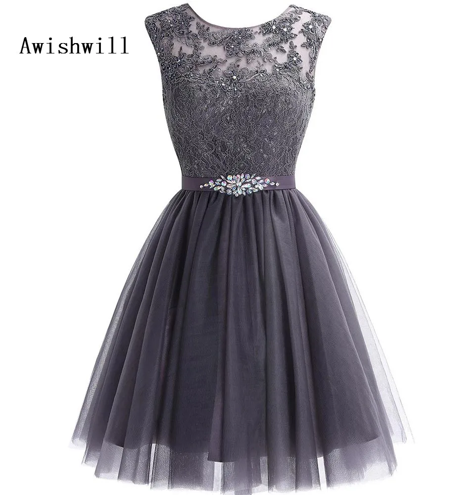 

Cheap Cute Mini Homecoming Dresses 2019 Beaded Lace Tulle Homecoming Gowns Graduation Dresses