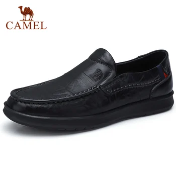 

CAMEL Men's Shoes Genuine Leather Shoes Men Loafers Retro Trend Casual Business Male Flats Soft Scratch Leather Flats