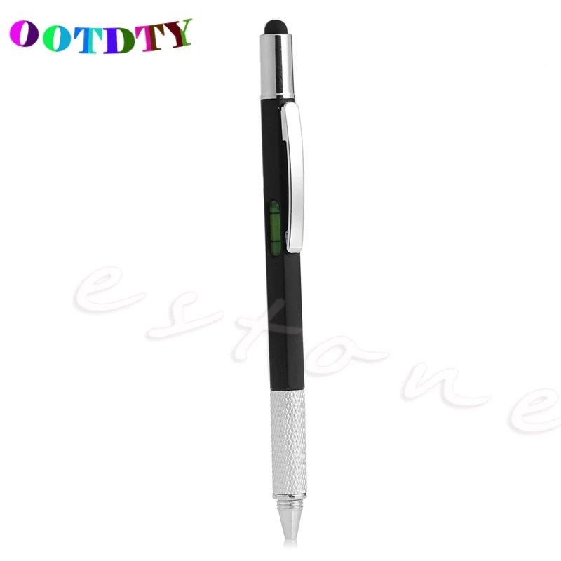 

OOTDTY 6 in1 Touch Screen Stylus Ballpoint Pen with Spirit Level Ruler Screwdriver Tools Drop Shipping Support