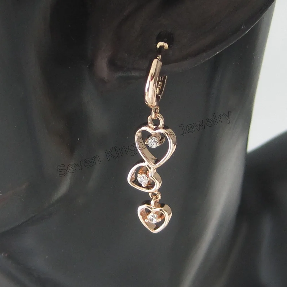 

ORDER 10$ GET FREE SHIPPING / EARRING HEART PARTS CHARMS DANGLER DANGLE 1.5" - ROSE GOLD RUSSIA GOLD GP CC COLOR