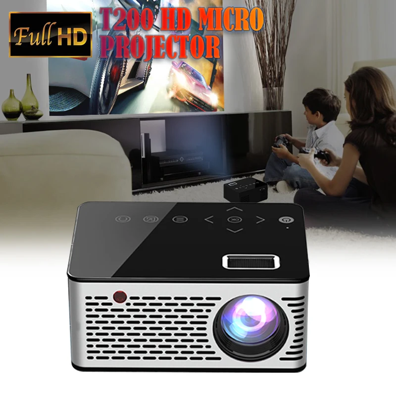 

T200 Projector Touch Button Home Media Movie Player Portable Children Gifts 3D LED Projector MINI Media Player TF/U Disk