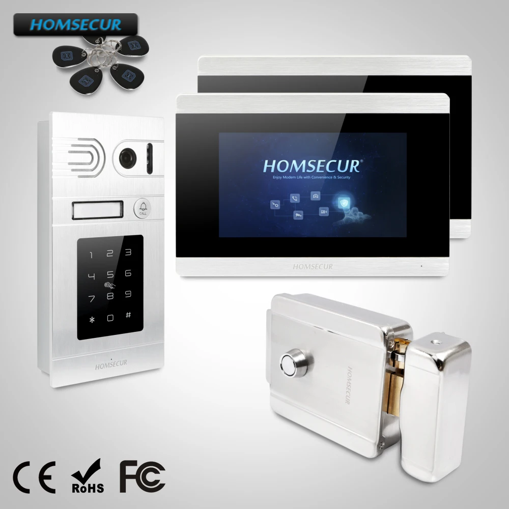 HOMSECUR 7 &quot Свободные Руки Видео и Аудио Смарт Дверной Звонок с двойным Интеркомом