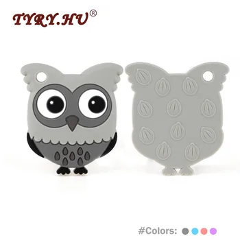 

TYRY.HU Owl Shaped Baby Teethers 1Pc Baby Teething Silicone Beads BPA Free Chewable Silicone Teether For Jewelry Charm Macking
