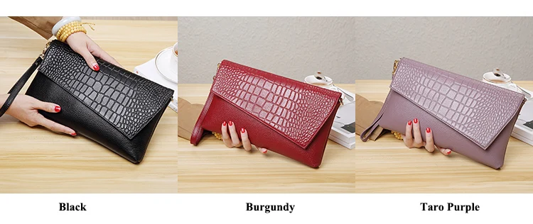 MJ Brand Design Female Bags Natural Genuine Leather Women Crossbody Messenger Bag Real Crocodile Leather Envelope Clutch Bag-2