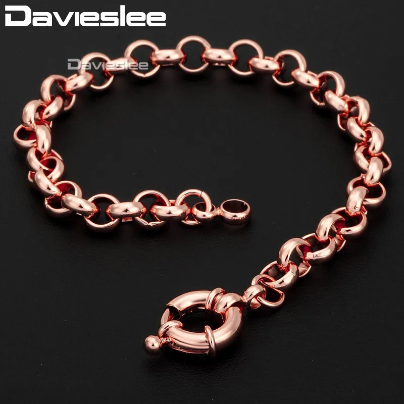 

585 Rose Gold Filled Womens Bracelet Chain Rolo Link Sailor Clasp 6mm 18cm 20cm 23cm 25cm GB212