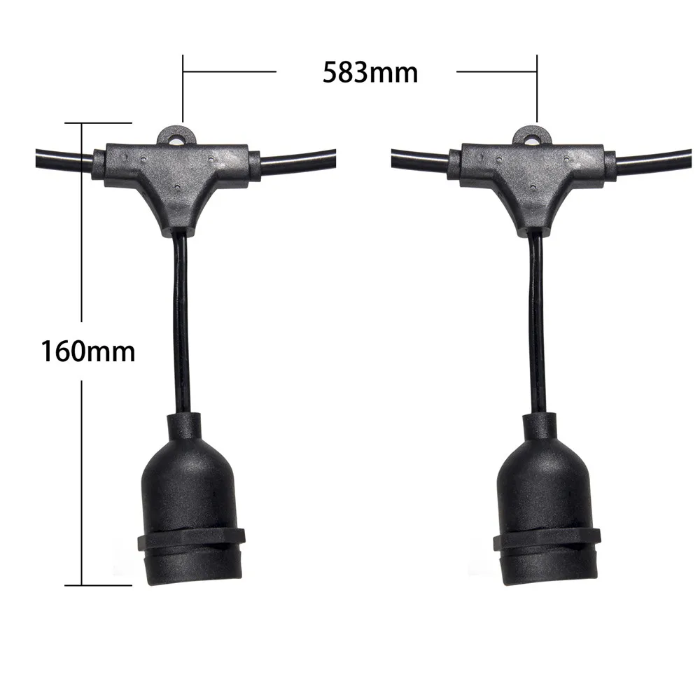 Водонепроницаемый 7 м 10 м 15 м струнные светильники для помещения и улицы коммерческого класса E26 E27 уличный сад патио задний двор праздничное освещение гирлянда