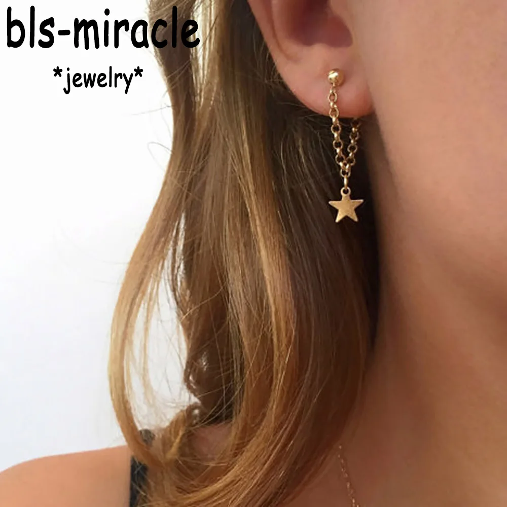 

New fashion jewelry accessories gold color star design chain angle earring best gift for lover's girl wholesale E370