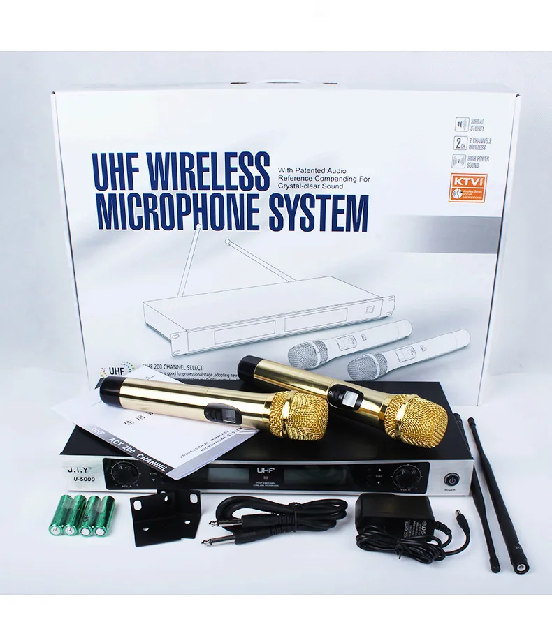 

JIY Professional Wireless Microphone mixer audio radio handheld dual studio Microphone for karaoke stage performance singing MIC