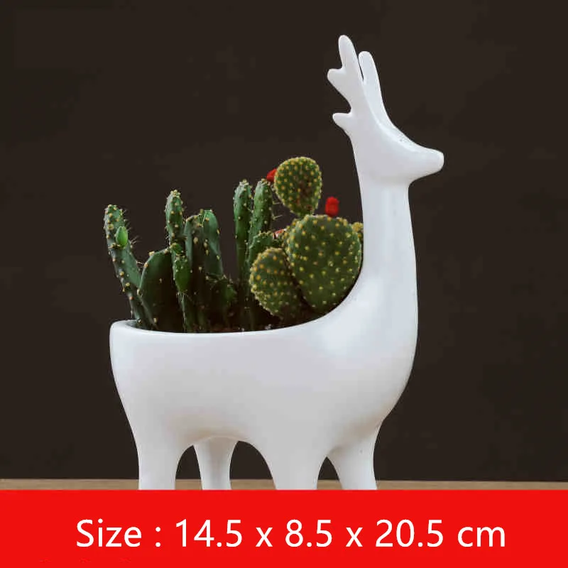 

Creative small decoration ornaments home cute mini deer flower pot crafts living room entrance key storage and decoration