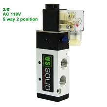U.S. Solid 3/" 5 способ 2 положения пневматический Электрический электромагнитный клапан AC 110 V алюминиевый сплав