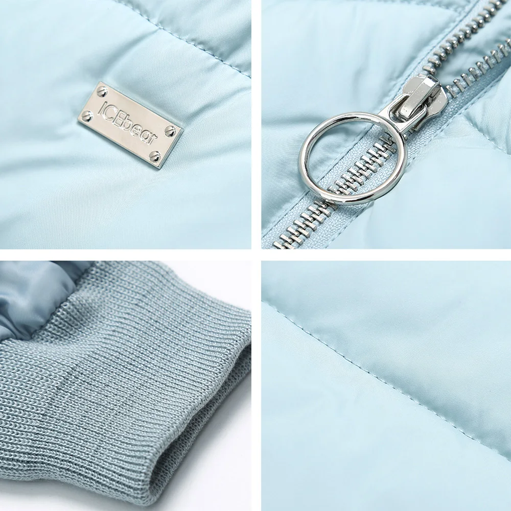 Icebear 2017 Модные зимние женщины с ветрозащитными рукавами Зимняя стильная куртка средней длины 17G6102D