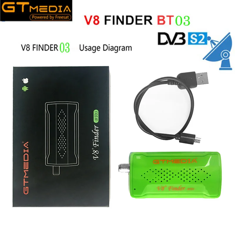 Goede GTMEDIA V8 Finder BT03 HD 1080 p SatFinder VS Freesat V8 Finder DVB S2 Bluetooth Controle via Andoid ik telefoon forr HD Signaal 1 st