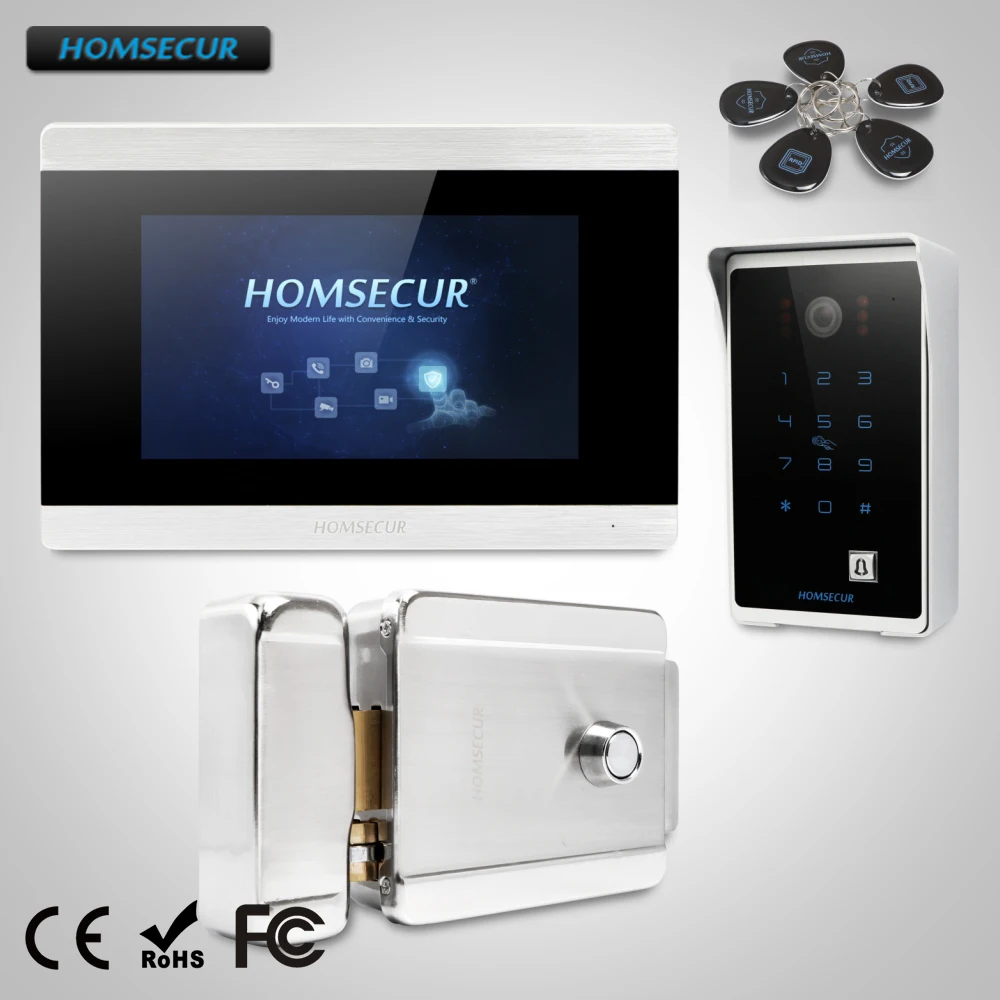 HOMSECUR 7\ Wired Video&Audio Home Intercom+Password & ID Access for House/Flat BC081 + BM715-S