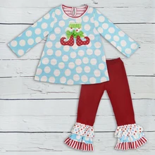 

Christmas Baby Outfits Girls Boutique Clothing Set Polka Dot Ruffle Long Sleeves Dresses Kids Pants Children Clothes 2GK809-689