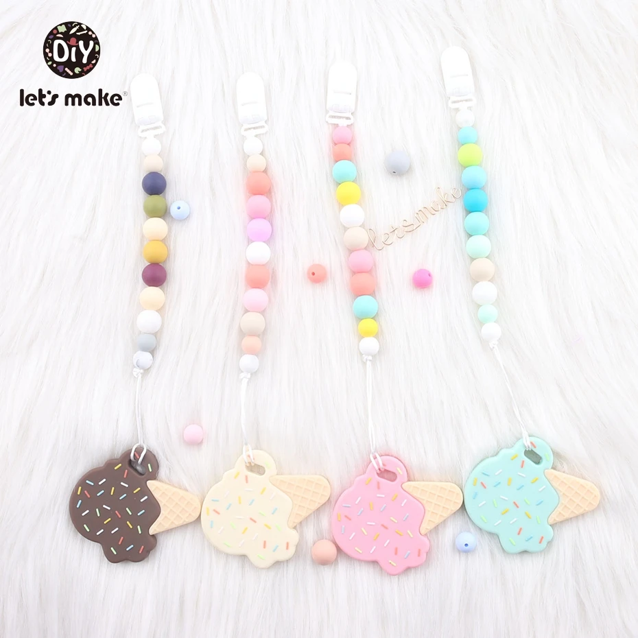 Let's make 1PC Baby Pacifier Clip Cartoon Shape Silicone Baby Food Grade Teething Toy Can Chew Beads For Baby Feeding Dummy Clip