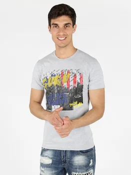 

Round neck T-shirt with written colorful