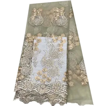 

African Lace Fabric 2018 High Quality White French Mesh Lace Fabric With Stones Nigerian Fabrics For Wedding HJ939-2