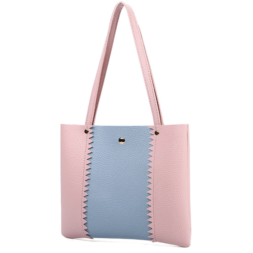 CUWHF Fashion Simple PU leather Handbag Casual Square Patchwork Women