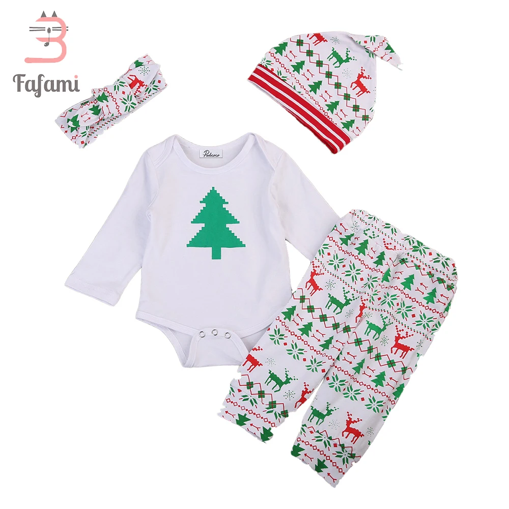 

Baby Christmas Costumes Bodysuit For Newborns Pajamas for baby Girl Boy Outfits Christmas Tree Pants Body Hat Headband Winter