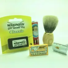 1 щетка для волос, 1 мыло arko, 5 bic, 5 wilkinson, 1 хромированная Классическая бритва с длинной ручкой