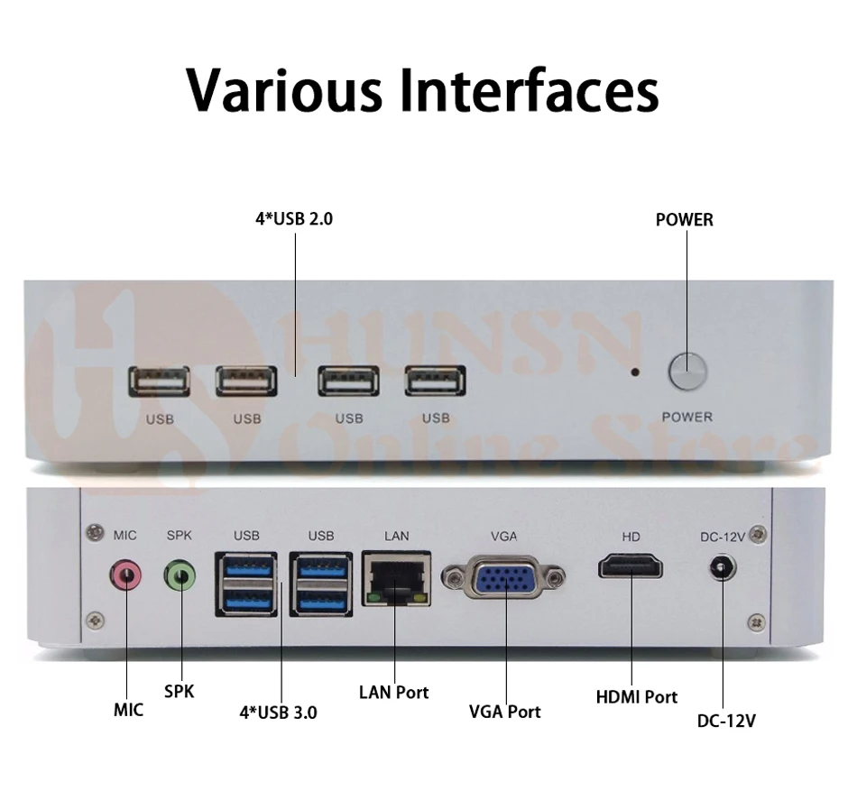 Fanless Mini PC I3 7100U I5 7200U I5 8250U HUNSN BM07 (10)