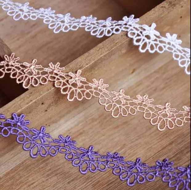 

5 Meters Beautiful Embroidered Lace Trim Purple Skin Water Soluble Lace Ribbon for sewing accessories Wedding Party Decoration