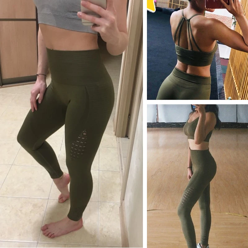 Women's Yoga Pants Sports Running Sportswear Stretch Fitness Leggings Seamless Tummy Control Gym Compression Tights (19)