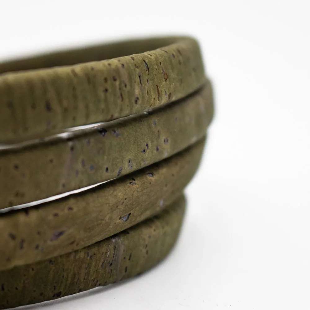 

10x5mm dark green Licorice Leather Cork Cord Portuguese cork jewelry supplies /Findings cord vegan COR-341