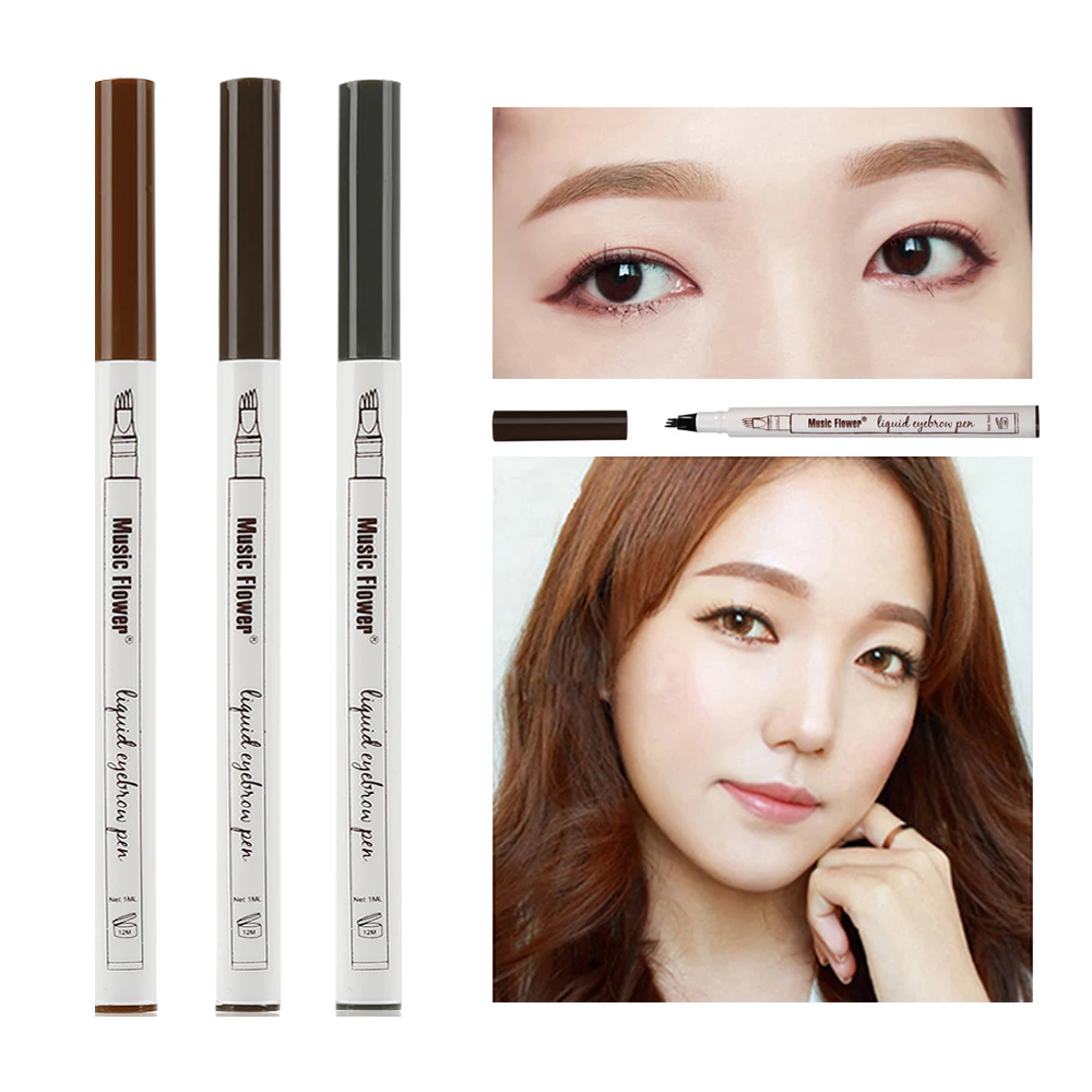 

Music Flower 3 Color Matte Waterproof MakeUp Eyebrow Tattoo Pen With Brush Long-lasting Eyebrow Pencil Beauty Cosmetics TSLM2