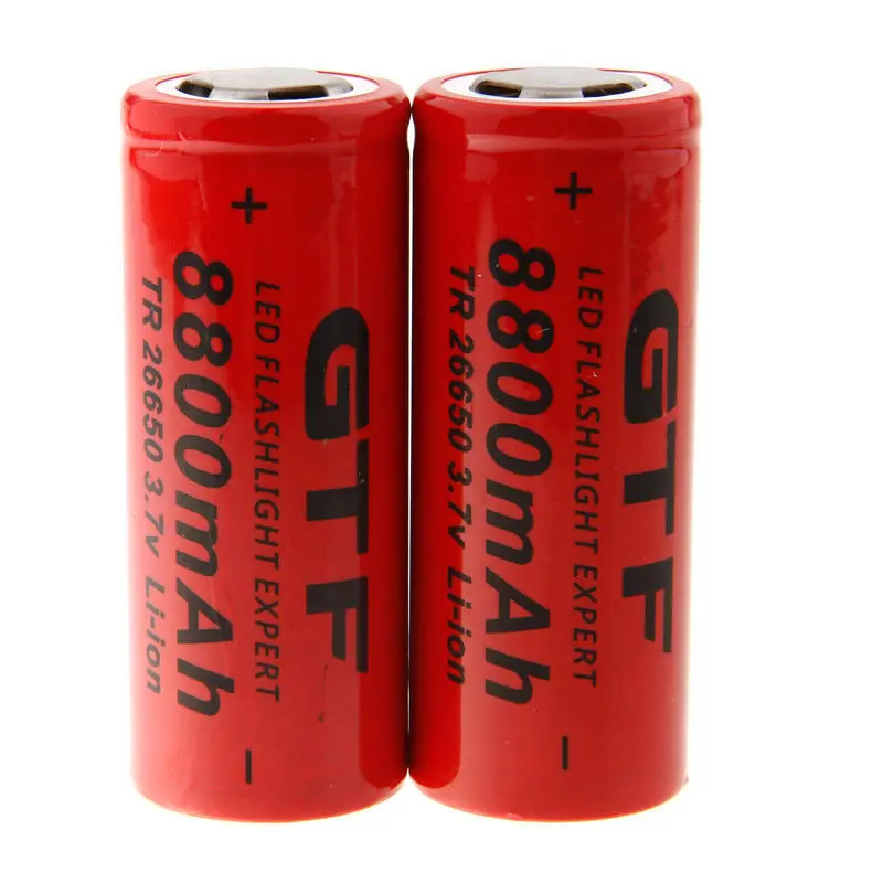 GTF-Bateria Li-ion Recarregável, 26650 Bateria, 3.7V, 8800mAh, Uso para Lanterna, 4 Unidades