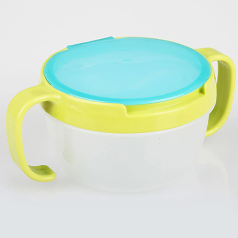 Colorful Baby 360 Rotate Spill-Proof Bowl Feeding Food Snack Dishes Tableware Container With Cover And Handle (2)