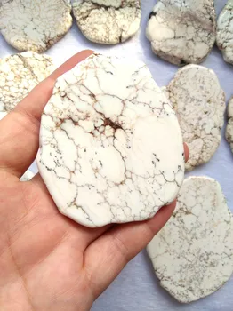 

Large 30-90mm(3inch+) Turquoise Cabochon Veins Slab Stone For Phone Sockets Pop Grips White Magnesite Free Form phone ,belt 5pc