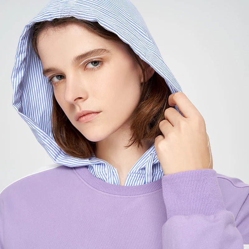 Toyouth фиолетовый О образным вырезом Футболка Для женщин Ulzzang свитер с длинными