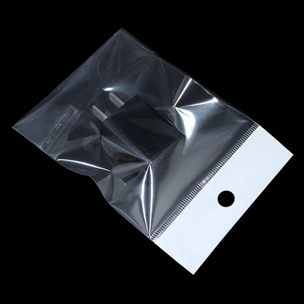 Clear Cellophane Self Seal Poly Bags Plastic OPP Adhesive Hang Hole Packaging 