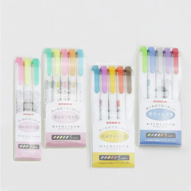 

Yiwi 3pcs/set or 5pcs/set Japanese Stationery Zebra Mild liner Double Headed Fluorescent Pen Hook Pen Color Mark Pen Cute