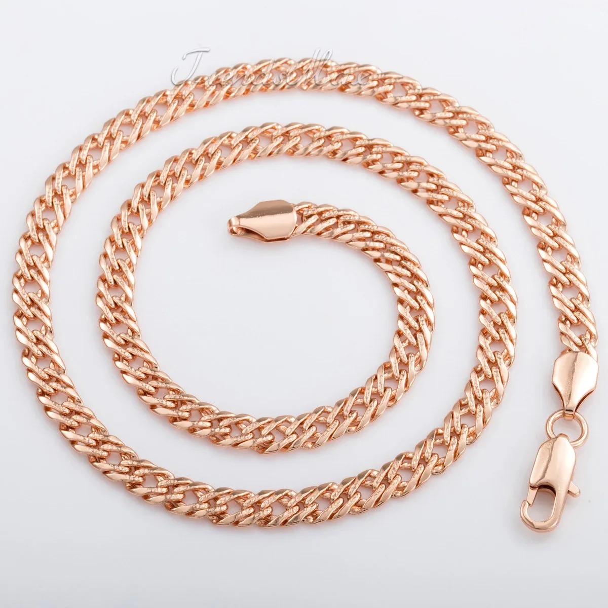 

6.5mm Mens Womens Chain Necklace 585 Rose Gold Filled Link Wide Curb Cuban Rombo GF Jewelry GN107
