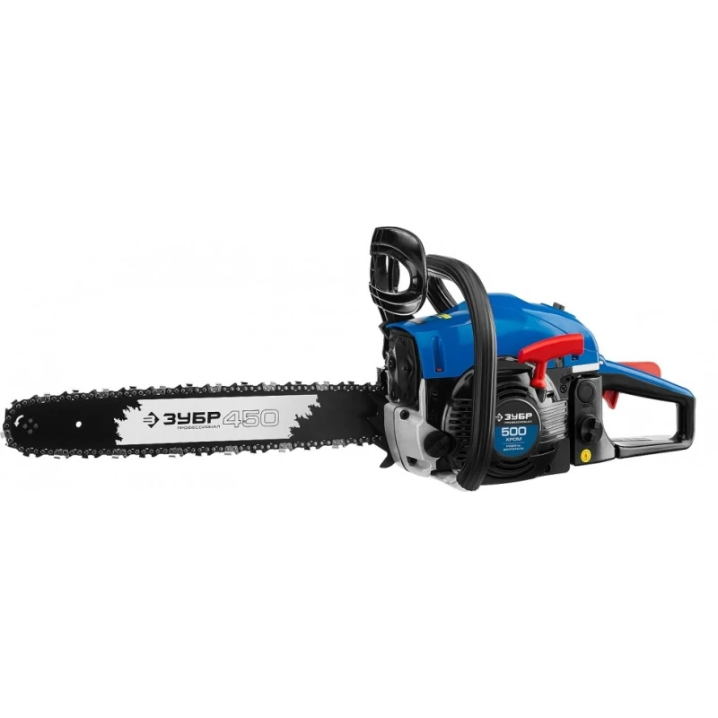 Пила цепная бензиновая ЗУБР ПРОФЕССИОНАЛ ПБЦ-490 45ДП (Мощность 2200 Вт, объем двигателя 49.3 см3, объем топливного бака 0.6 л, объем масляного бака 0.3 л, длина шины 450 мм)