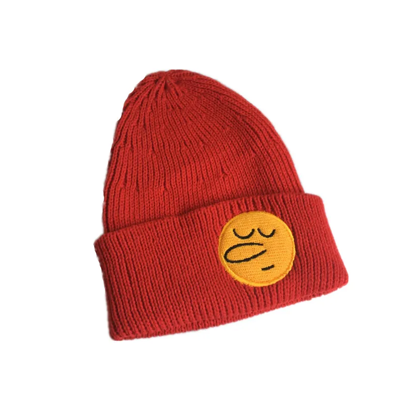 Children's long nose knitted cap autumn winter hats embroidery skuills ...